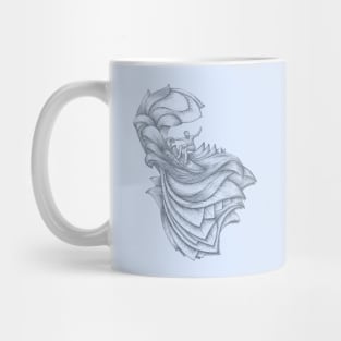 Surfer Riding on a Surf Wave Decorative Art Style in Cool Ocean Gray Color Mug